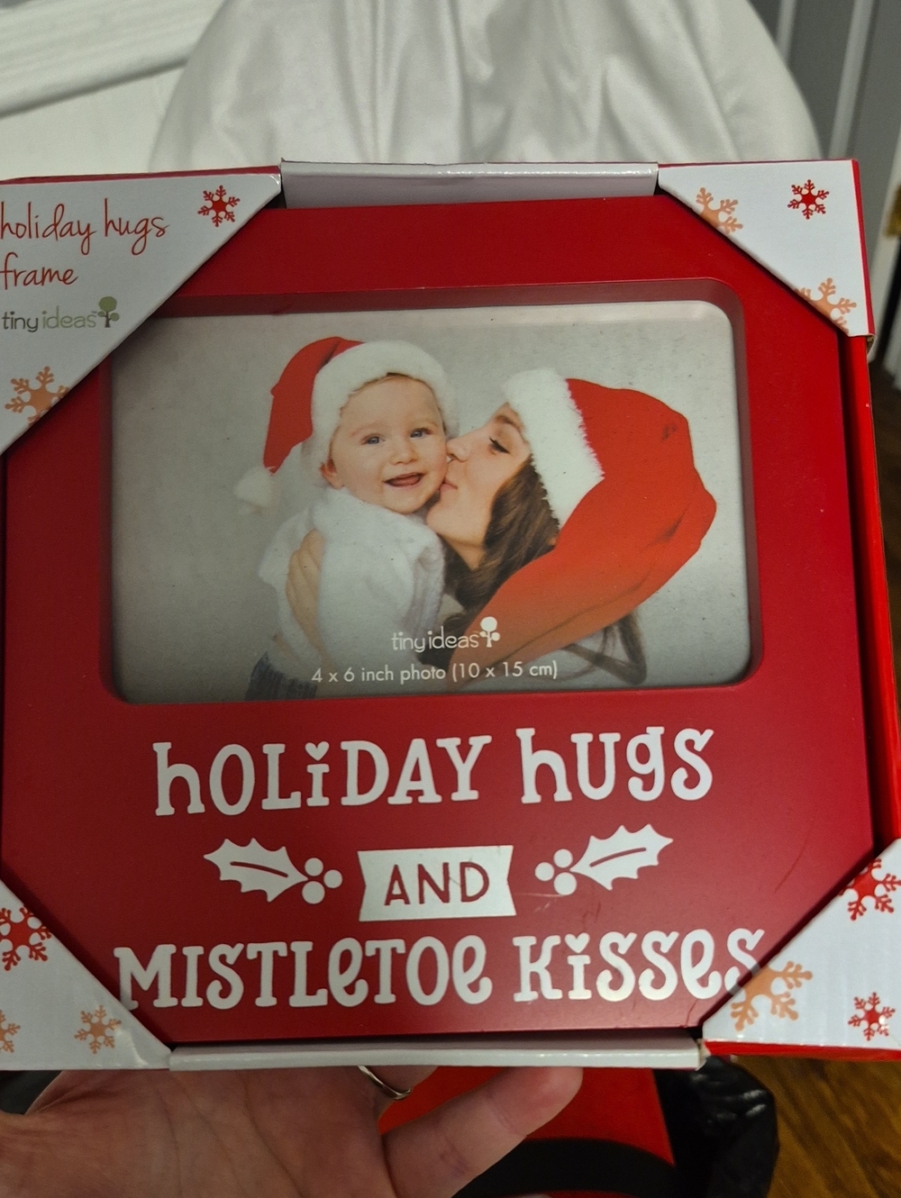 Holiday Hugs and Mistletoe Kisses Red Photo Frame